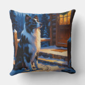 Border Collie With Christmas Lights Holiday クッション (裏面)