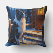 Border Collie With Christmas Lights Holiday クッション (正面)