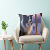 Border Collie With Christmas Lights Holiday クッション (椅子)