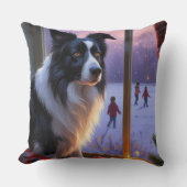 Border Collie With Christmas Lights Holiday クッション (正面)
