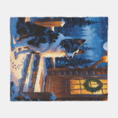 Border Collie With Christmas Lights Holiday フリースブランケット (正面(横))