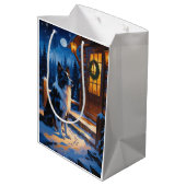 Border Collie With Christmas Lights Holiday ミディアムペーパーバッグ (裏面アングル)