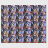 Border Collie With Christmas Lights Holiday ラッピングペーパー (フラット)