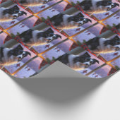 Border Collie With Christmas Lights Holiday ラッピングペーパー (角)