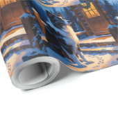 Border Collie With Christmas Lights Holiday ラッピングペーパー (ロールコーナー)