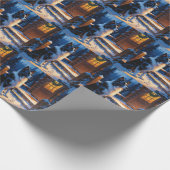 Border Collie With Christmas Lights Holiday ラッピングペーパー (角)