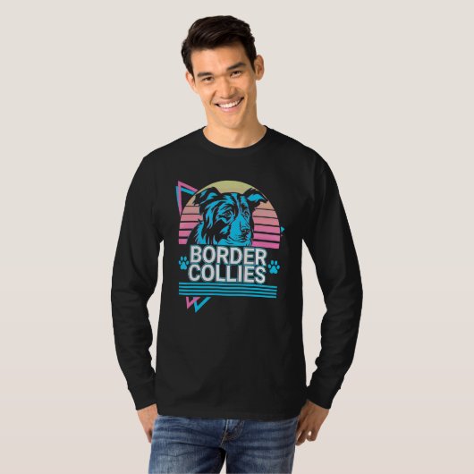 Border Collies Retro Tシャツ (正面フル)