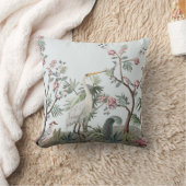 Border in chinoiserie style with storks and peonie クッション (ブランケット)