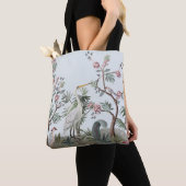Border in chinoiserie style with storks and peonie トートバッグ (クローズアップ)