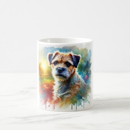 Border Terrier 030724AREF116 - Watercolor コーヒーマグカップ (中央)