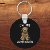 Border Terrier Christmas I'm Fine Everything Is Fi キーホルダー (正面)