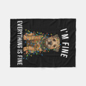 Border Terrier Christmas I'm Fine Everything Is Fi フリースブランケット (正面(横))