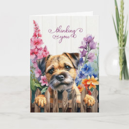 Border Terrier Dog with Gladiolus Thinking of You カード