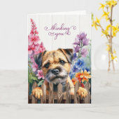 Border Terrier Dog with Gladiolus Thinking of You カード (黄色い花)