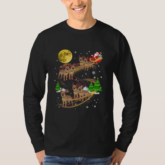 Border Terrier Reindeer Christmas Dog Riding Tシャツ (正面)