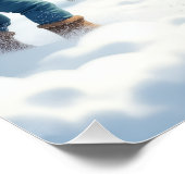 Border Terrier Snowball Fight Christmas Painting ポスター (コーナー)