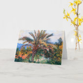 Bordigheraの1884年の挨拶状のMONETのヤシの木 カード (黄色い花)