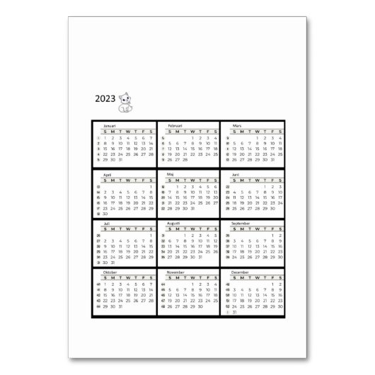 bordkalender テーブルナンバー (正面)