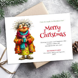 Bored funny quirky comic woman Christmas card シーズンカード