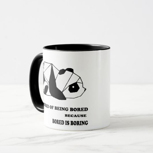 “Bored of Being Bored” Mug – Funny Panda Quote  マグカップ (正面左)