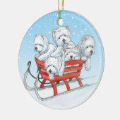 Borgo著Westieのクリスマスのオーナメント セラミックオーナメント (左)