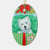 Borgo著Westieのクリスマスのオーナメント セラミックオーナメント (左)