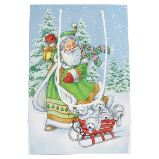 Borgo著Westieのクリスマスのギフトバッグ"嬉しい騒音" ミディアムペーパーバッグ (裏面)