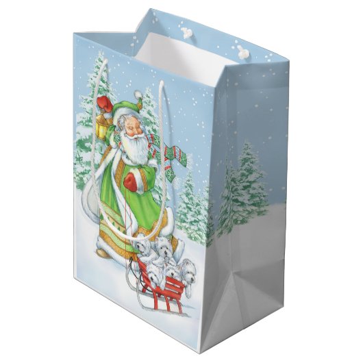 Borgo著Westieのクリスマスのギフトバッグ"嬉しい騒音" ミディアムペーパーバッグ (裏面アングル)
