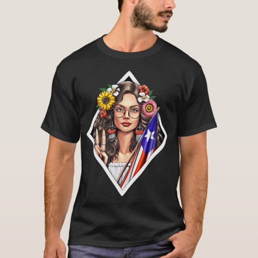 Boricua プエルトリコの女の子 tシャツ (正面)
