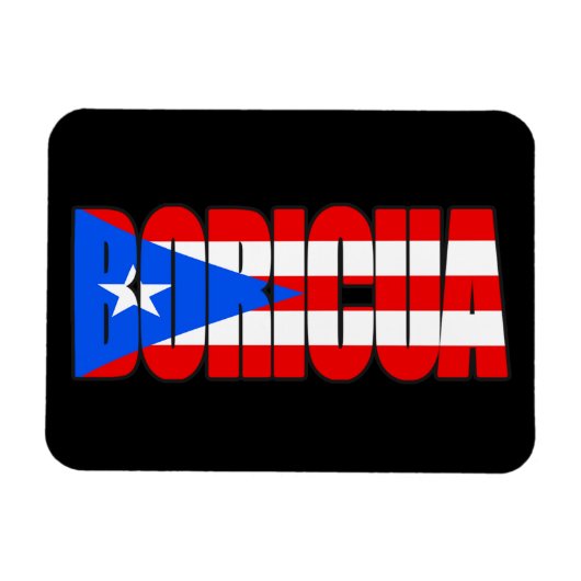 Boricua Puerto Rican Flag Typography マグネット (横)