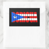 Boricua Puerto Rican Flag Typography 長方形シール (バッグ)