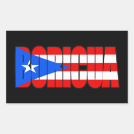 Boricua Puerto Rican Flag Typography 長方形シール