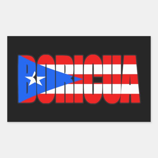 Boricua Puerto Rican Flag Typography 長方形シール (正面)