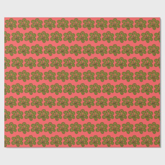 Boricua Sun Green Christmas wrapping paper ラッピングペーパー (フラット)