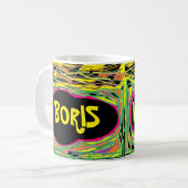 Borisボスおもしろいのロゴ名メッセージピンクアート コーヒーマグカップ (正面左)