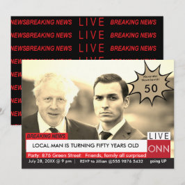 Boris Johnson 50th誕生日メンズおもしろいTVニュース 招待状