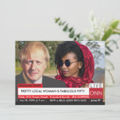 Boris Johnson Women's 50誕生日TVおもしろいニュース 招待状 (スタンド正面)