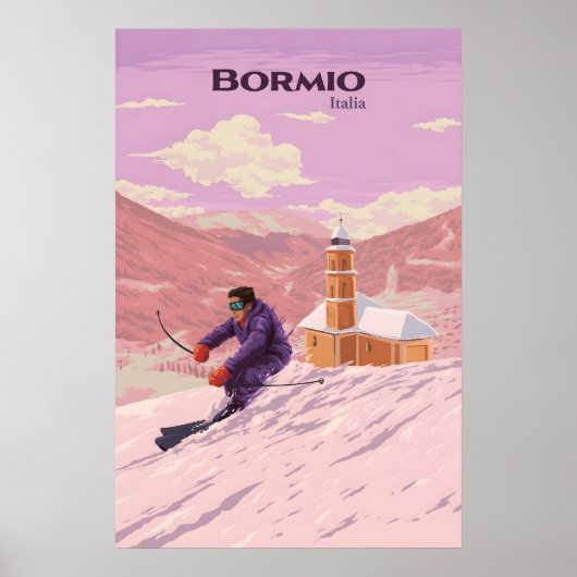 Bormio Ski Resort Travel Poster ポスター (正面)