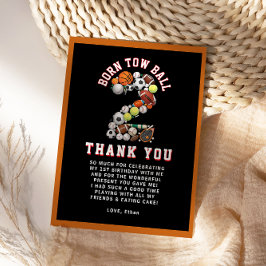 Born 2 Ball Sport Themed Boy 2nd Birthday Party サンキューカード