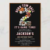 Born 2 Ball Sport Themed Boy 2nd Birthday Party 招待状 (正面)