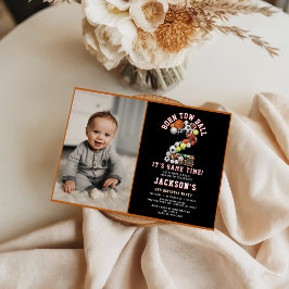 Born 2 Ball Sport Themed Boy 2nd Birthday Party 招待状