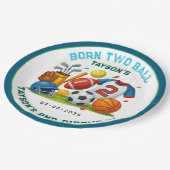 Born 2 Ball Sports Theme Boy’s 2nd Birthday Party ペーパープレート (アングル)