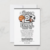 Born 2 Ball Sports Themed Boy 2nd Birthday Party サンキューカード (正面)