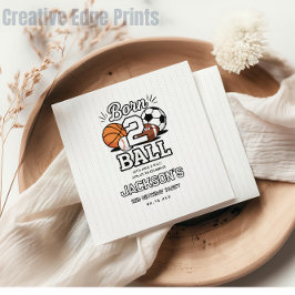 Born 2 Ball Sports Themed Boy 2nd Birthday Party スタンダードカクテルナプキン
