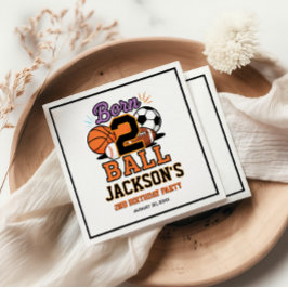 Born 2 Ball Sports-Themed Boy 2nd Birthday Party スタンダードカクテルナプキン