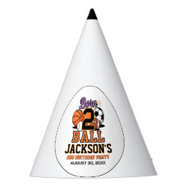 Born 2 Ball Sports-Themed Boy 2nd Birthday Party パーティーハット