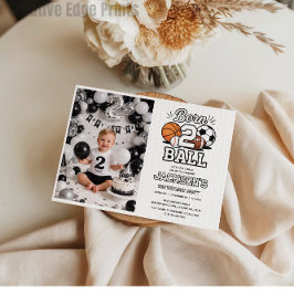 Born 2 Ball Sports Themed Boy 2nd Birthday Party 招待状