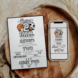 Born 2 Ball Sports Themed Boy 2nd Birthday Party 招待状