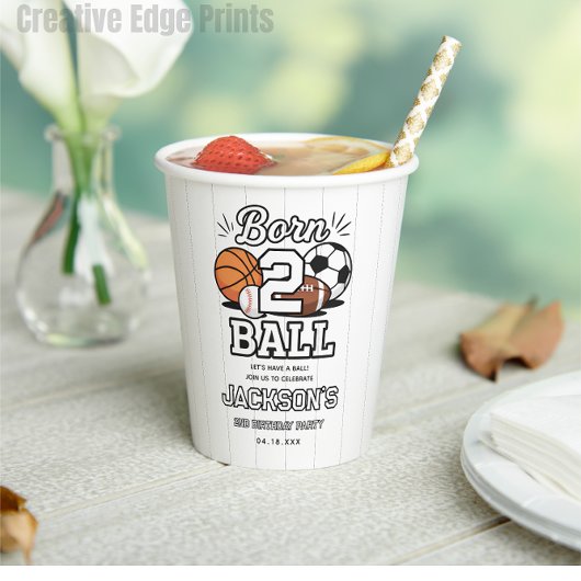 Born 2 Ball Sports Themed Boy 2nd Birthday Party 紙コップ