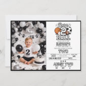 Born 2 Ball | Sports Themed Boy 2nd Birthday Photo 招待状 (正面)